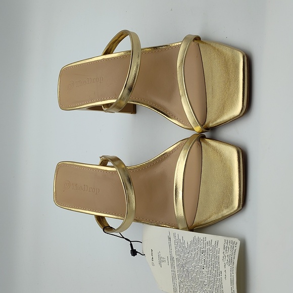 New 'The Drop' Strappy Square Toe Heel in Gold ⭐ Size 6 - Picture 6 of 12